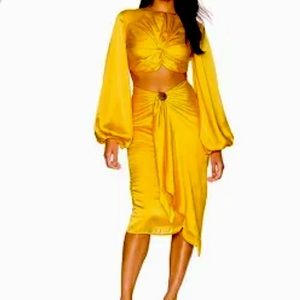 Yellow two piece Andrea Iyamah skirt set. Small, NWT!!!